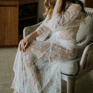 White Lace Bridal Robe